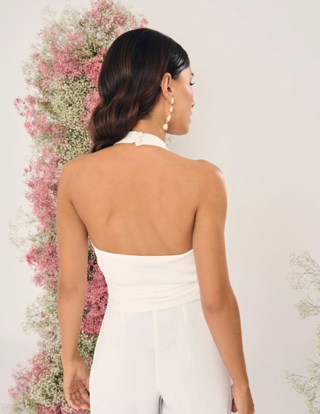 Robe de mariée avec nœud à la taille et dos nu