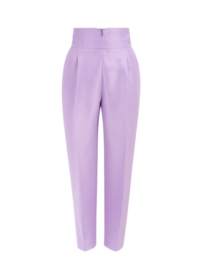 Pantalon de fête lilas avec pinces et taille haute