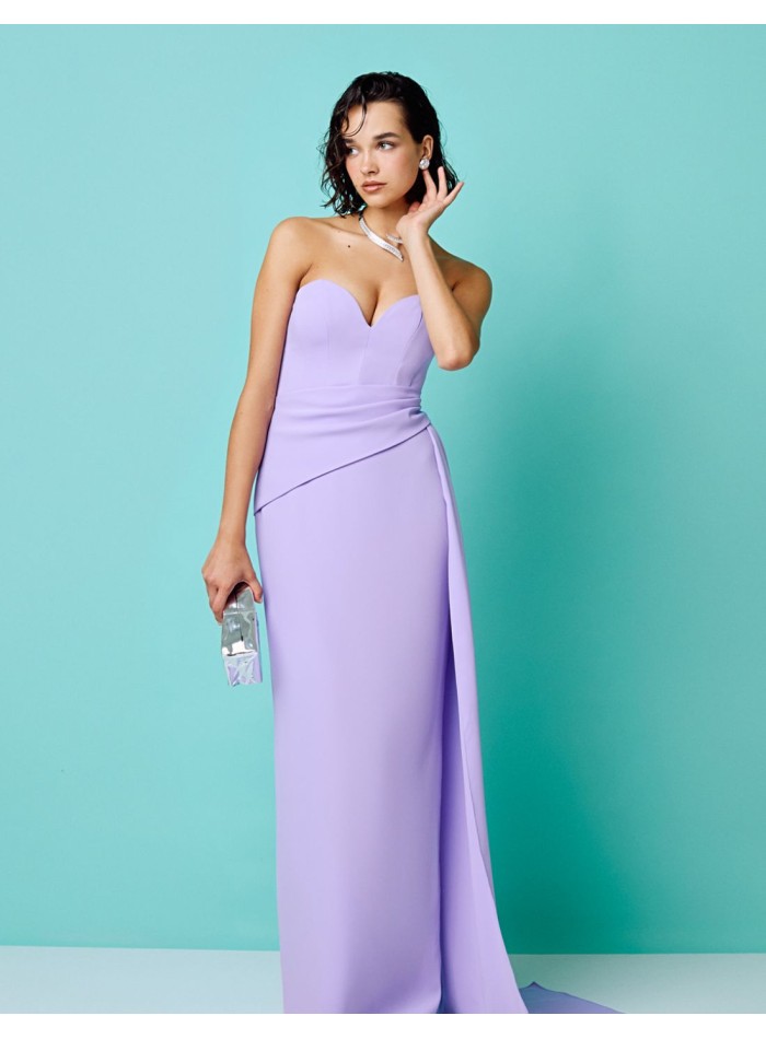 Long party dress with sweetheart neckline and...