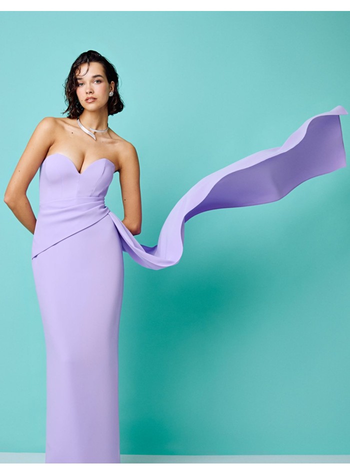 Long party dress with sweetheart neckline and...