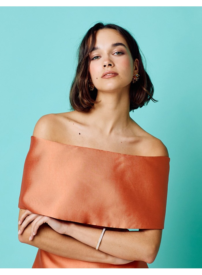 Vestido midi de fiesta con escote bandeau...