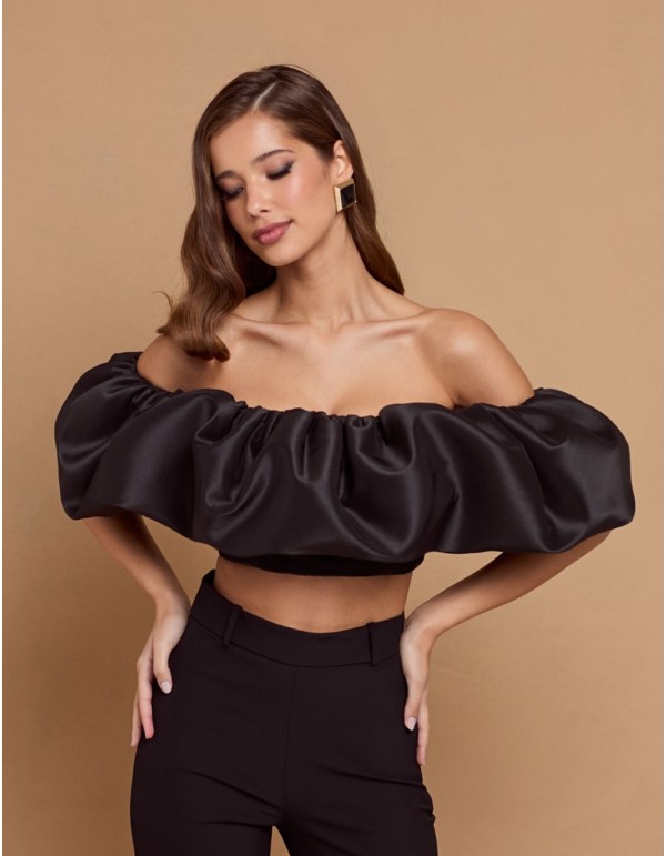 Black party top with maxi bandeau ruffle 2