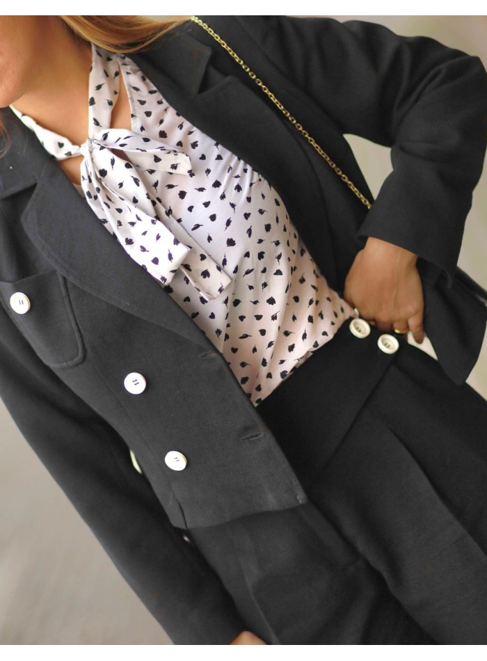 Blouse de fête imprimée à manches longues avec...