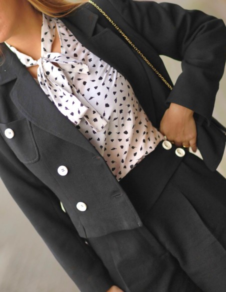 Blouse de fête imprimée à manches longues avec laçage