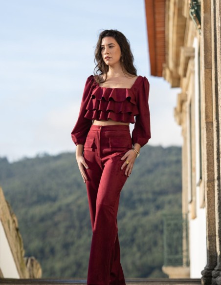 Tenue de soirée avec pantalon long et haut à volants