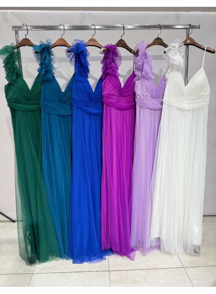 Colores de vestido largo de fiesta de tul