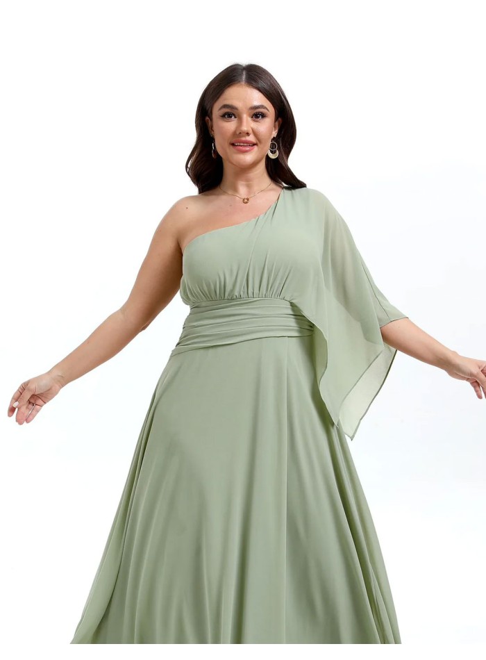 Vestido de fiesta largo con escote asimétrico...