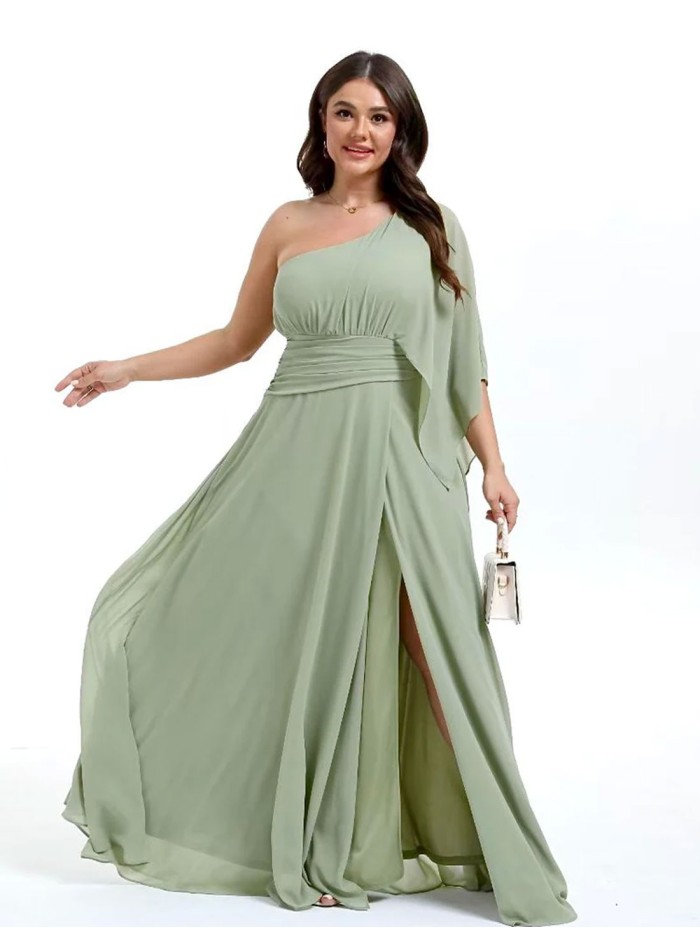 Vestido de fiesta largo con escote asimétrico...