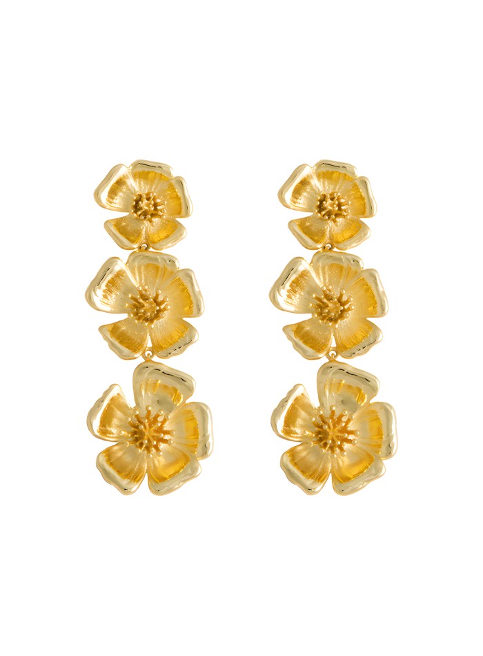 Pendientes dorados con flores - Sevilla