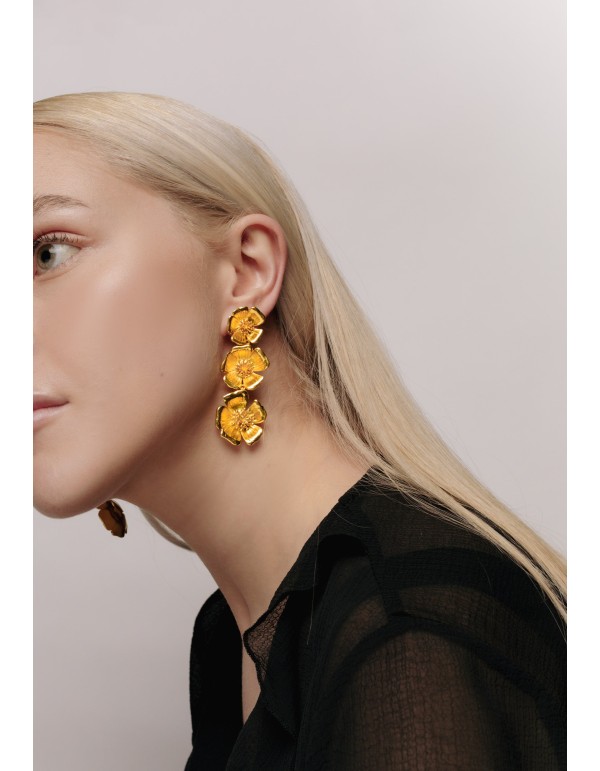 Pendientes dorados con flores - Sevilla 2