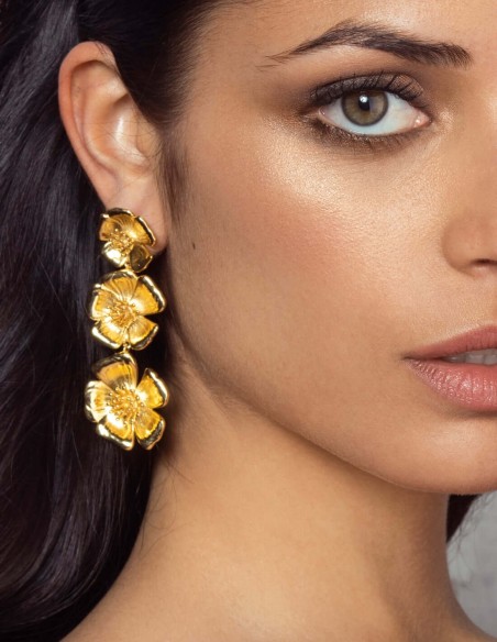 Golden earrings with flowers - Sevilla