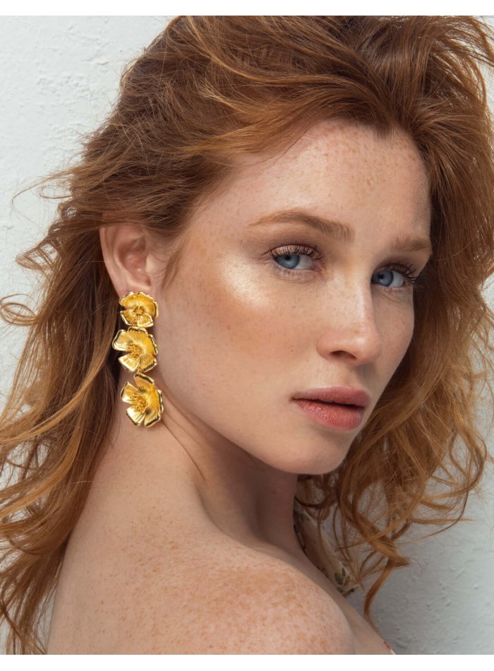 Boucles d'oreilles en or avec fleurs - Sevilla