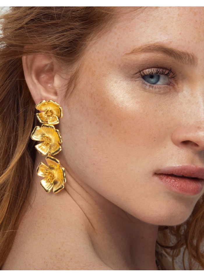 Boucles d'oreilles en or avec fleurs - Sevilla