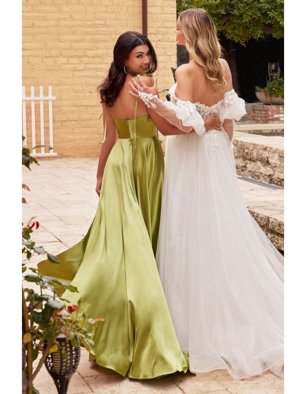 Sanitized long gown  with floaty skirt and adjustable straps 2