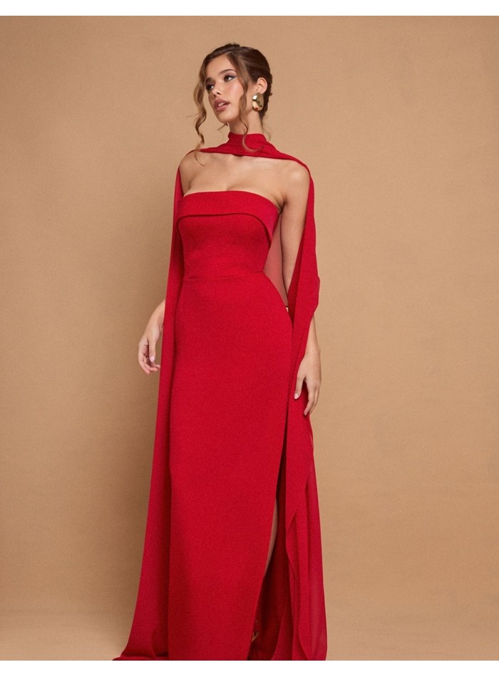 Vestido largo de fiesta rojo para eventos de noche