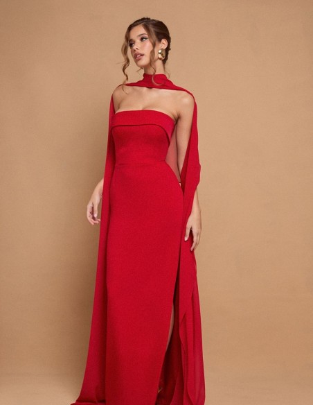 Vestido largo de fiesta rojo para eventos de noche