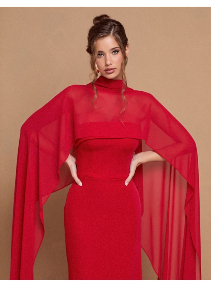 Longue robe de soirée rouge sans bretelles avec...