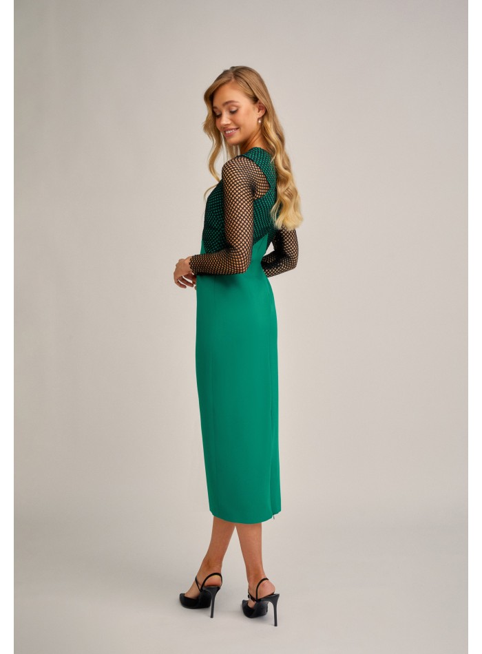 Mini robe verte et noire avec corps croisé et...