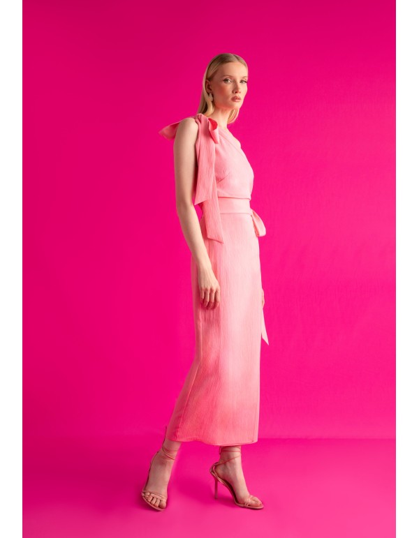 Top rose asymétrique avec laçage sur l'épaule 2