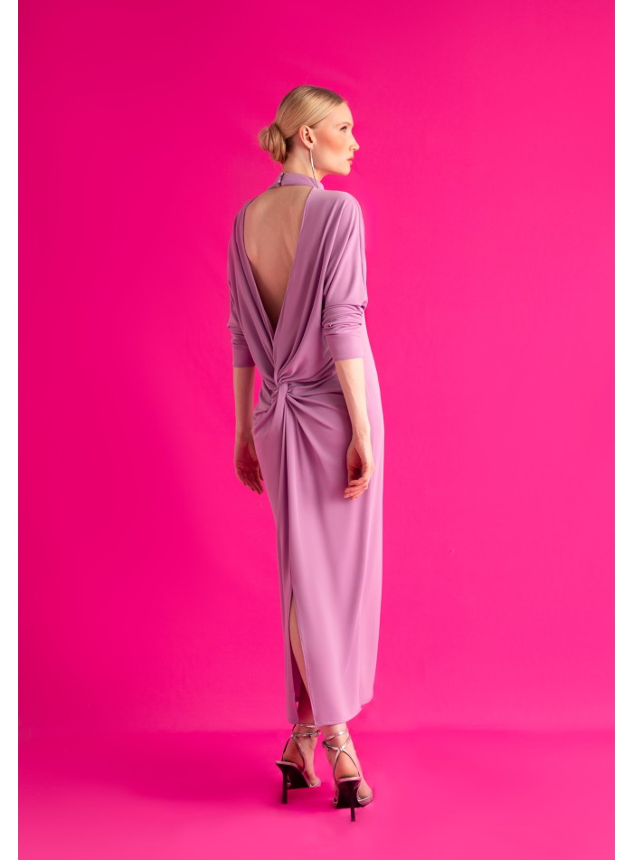 Robe d'invité midi lilas avec dos ouvert et...