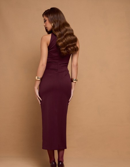 Vestido midi burdeos para eventos especiales