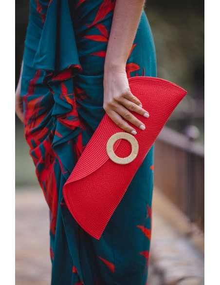 Sac en raphia avec anneau en bronze africain