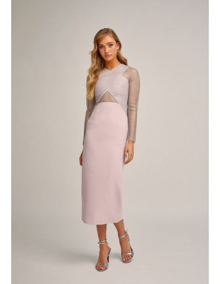 Powder pink mini dress with crossbody and mesh