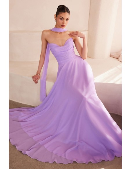 Long strapless gown with matching shawl