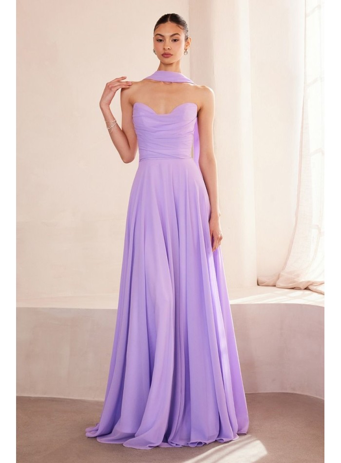 Robe d'invité longue et sans bretelles avec...