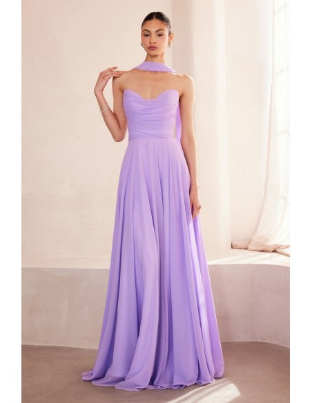 Long strapless gown with matching shawl