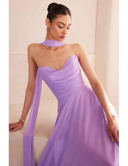 Long strapless gown with matching shawl