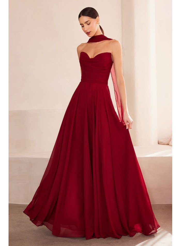 Robe d'invité longue et sans bretelles avec...