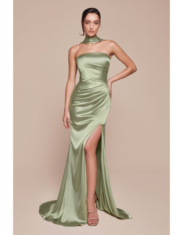 Straight strapless long strapless gown 2