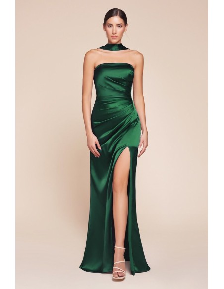 Straight strapless long strapless gown