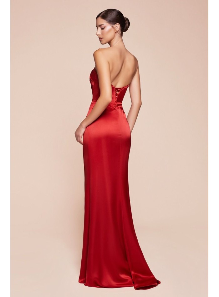 Straight strapless long strapless gown