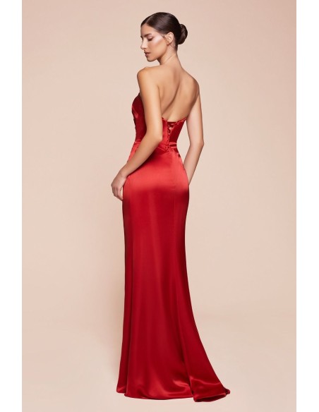 Straight strapless long strapless gown