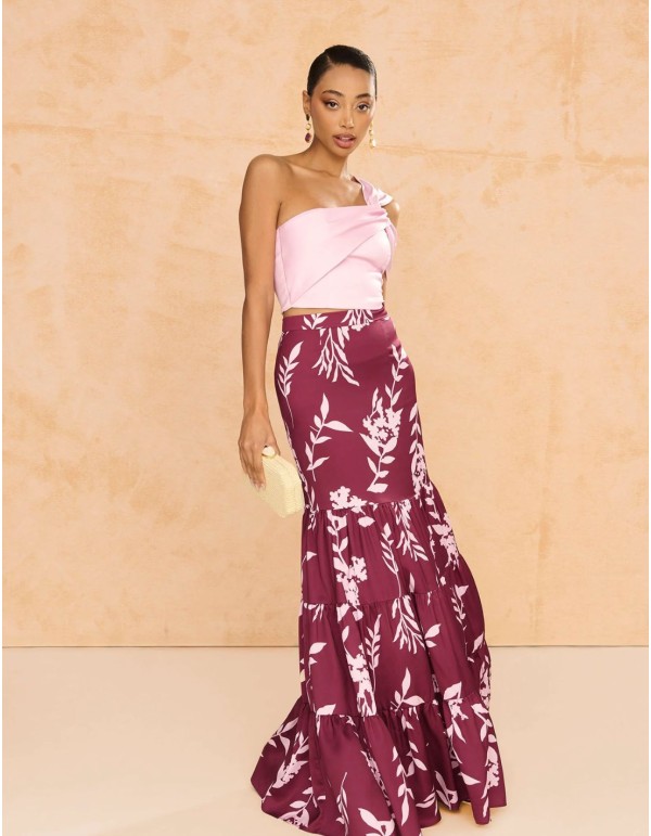 Asymmetrical satin party top 2