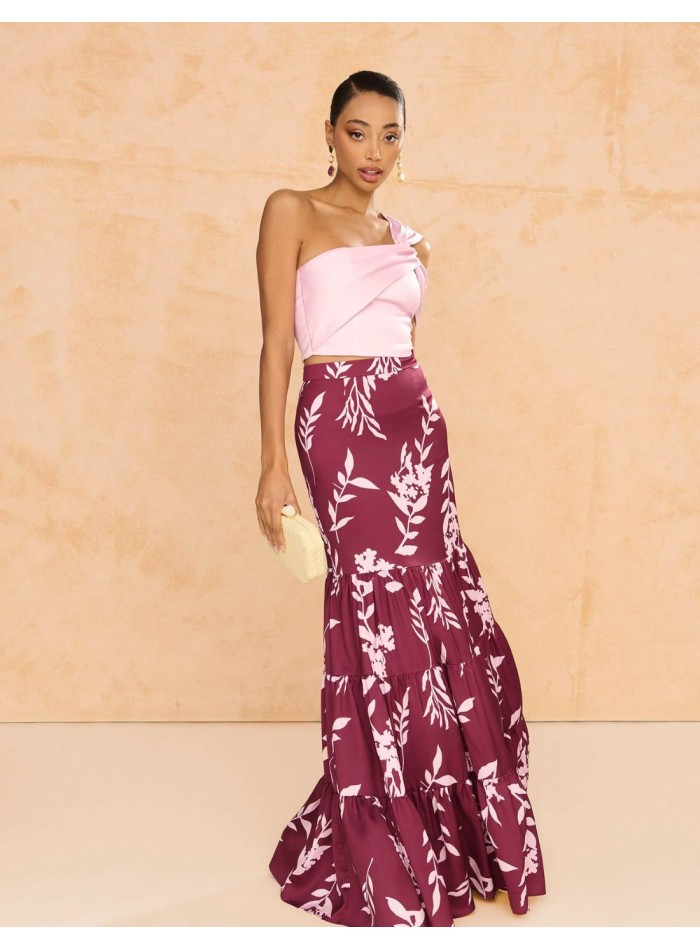 Top de fête asymétrique en satin