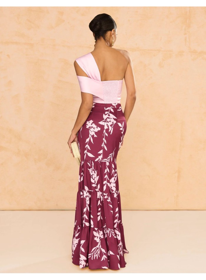 Top de fête asymétrique en satin