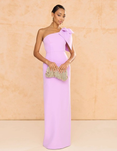 Vestido largo de invitada color lila