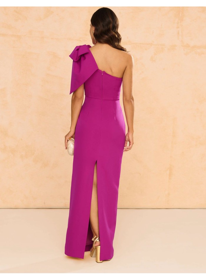 Vestido largo de fiesta con maxi lazo para invitada