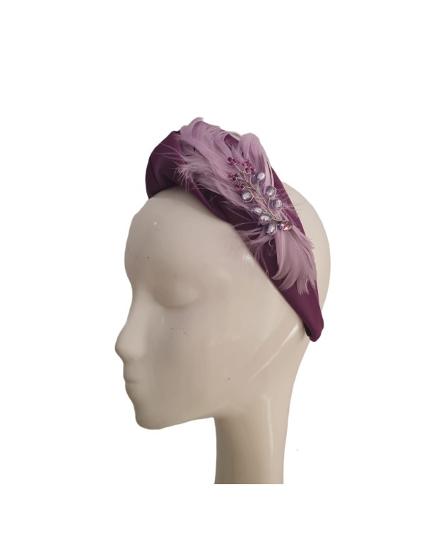 Knotted purple guest headband with ornament