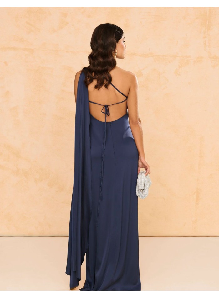 copy of Terracotta color crepe satin long dress...