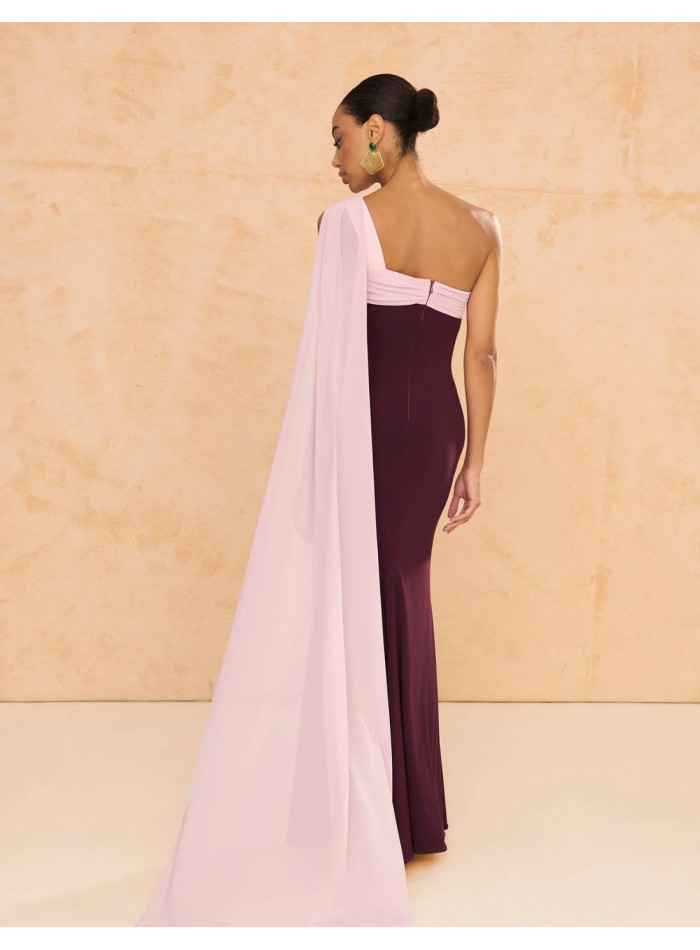 copy of Terracotta color crepe satin long dress...