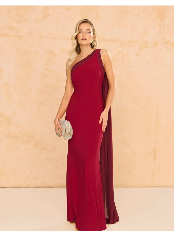 copy of Robe longue en crêpe satiné de couleur...