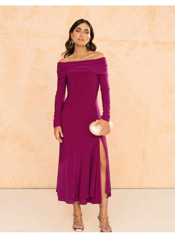 copy of Terracotta color crepe satin long dress...