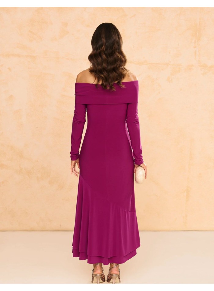 copy of Robe longue en crêpe satiné de couleur...