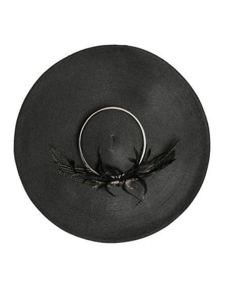 Black guest pamela with feathers and lacing