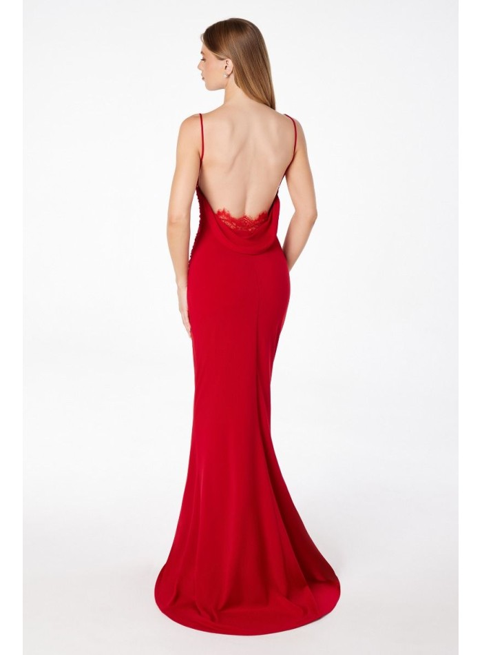 Vestido de fiesta largo ajustado con espalda...