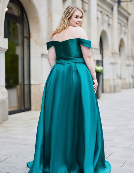 Vestido de fiesta largo verde esmeralda